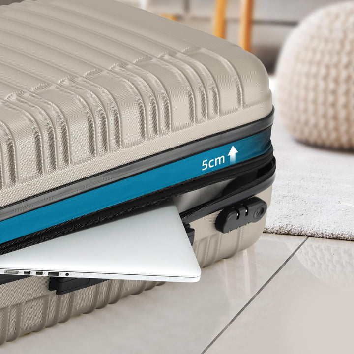 BEIBYE Hartschalen Koffer Trolley Rollkoffer Reisekoffer Zwillingsrollen Kofferset (Champagner, Set)