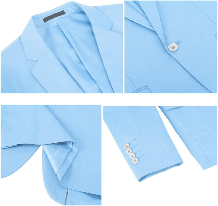 Herren Anzug Slim Fit 3 Teilig Anzüge für Hochzeit Business Herrenanzug Sakko Anzughose Weste, S Hel