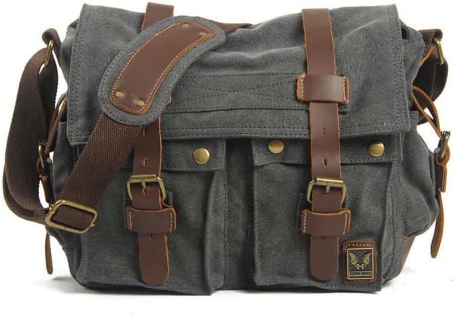 Eysee® Herren Canvas Schultertasche Umhängertasche 33cm (L) X 27cm(H) X 11cm(W) (Grau), Grau