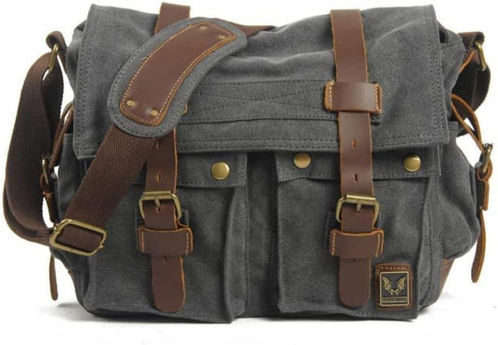 Eysee® Herren Canvas Schultertasche Umhängertasche 33cm (L) X 27cm(H) X 11cm(W) (Grau), Grau