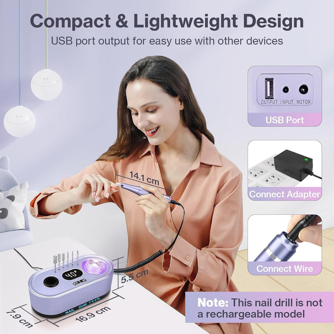 Elektrische Nagelfeile Nagelfräser Professioneller, 40000U/Min, LCD Maniküre Pediküre Set mit Multif
