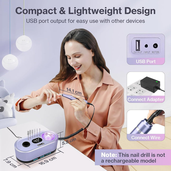 Elektrische Nagelfeile Nagelfräser Professioneller, 40000U/Min, LCD Maniküre Pediküre Set mit Multif