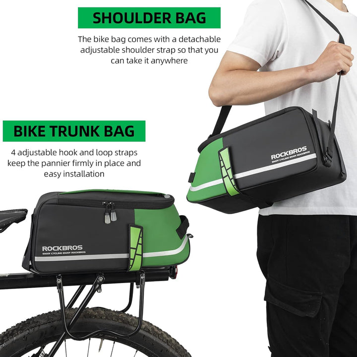 ROCKBROS Fahrrad Gepäckträgertasche 9L Fahrradtasche Transporttasche Wasserdicht Schwarz mit Regensc