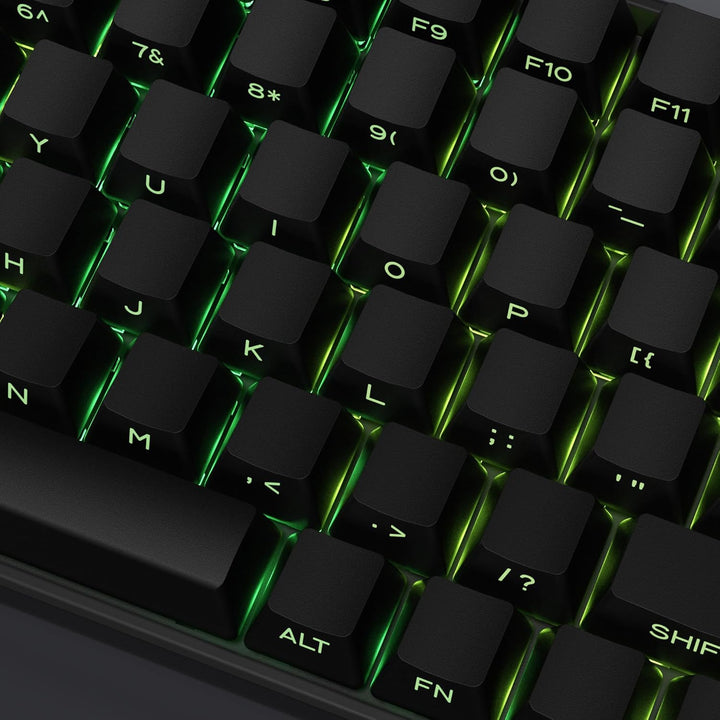 PBT Keycaps - Side Print Keycap Set, Double Shot Shine Through Custom Keycaps, Black Keycaps OEM Pro