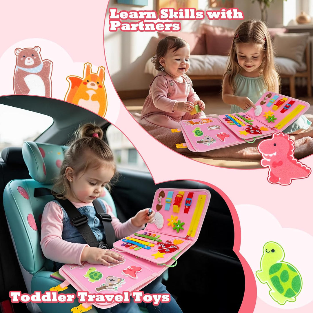 Funsland Busy Board Montessori Spielzeug, Kleinkind Quiet Book Activity Board Auto Flugzeug Reisespi