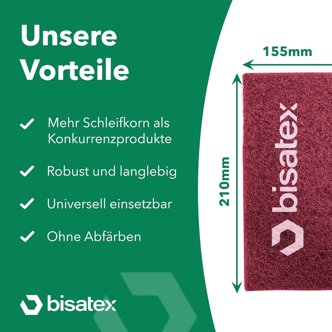BISATEX® Schleifvlies 5er Set verschiedene Körnungen P100-800 - Langlebige & zuschneidabre Schleifpa