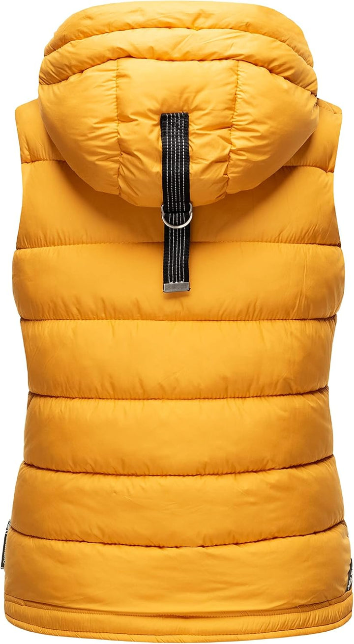 MARIKOO Damen leichte Übergangsweste Steppweste mit Kapuze Taisaa XS-3XL XS Gelb, XS Gelb