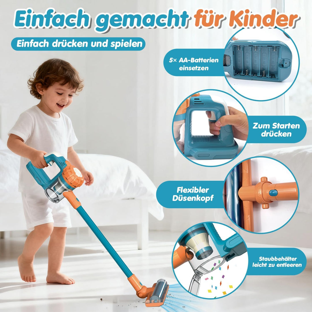 VARANO Spielzeug-Staubsauger für Kinder, Kinderstaubsauger mit echter Funktion, Staubsauger-Spielzeu