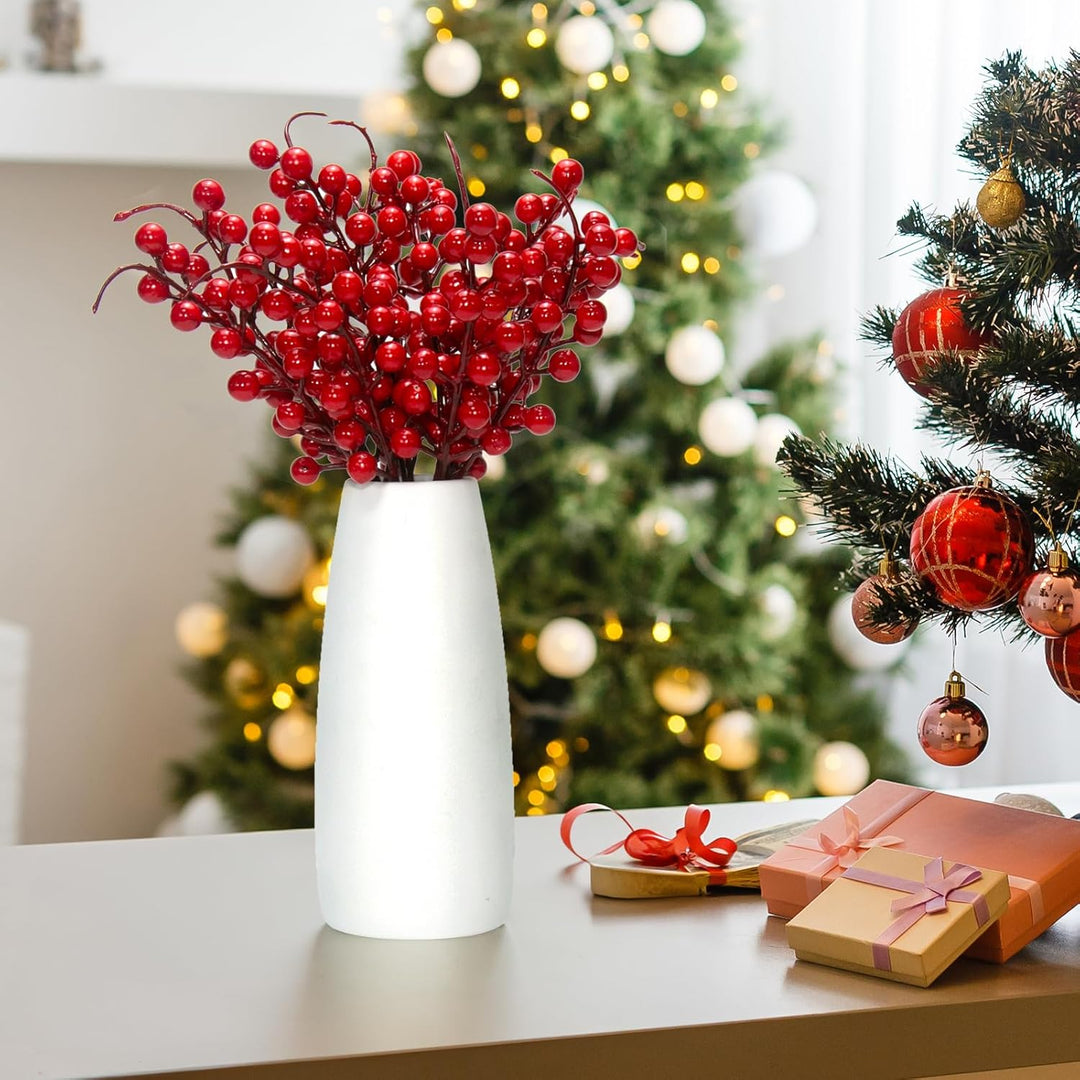 30 Stück Rote Beeren Deko, 26,7 cm künstliche rote Beerenstiele, rote künstliche Beerenzweige für We