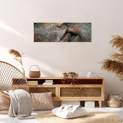 Panorama Bilder auf Leinwand Frau Mann Kuss Abstraktion Leinwandbild 90x30cm Wandbilder Dekoration W