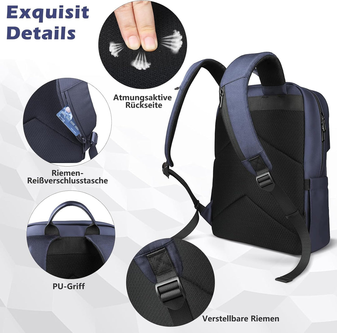 hk Slim Laptop Business Rucksack Herren Damen, rucksack mit 15,6 Zoll laptopfach Wasserdicht, Tagesr