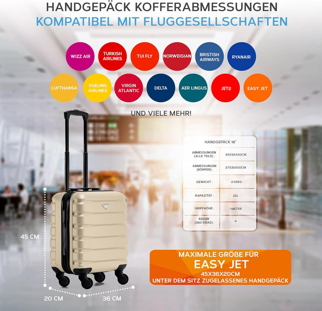 Flight Knight Leichtes, Starres Abs-handgepack Mit 4 Radern, Zugelassen Fur Uber 100 Fluggesellschaf