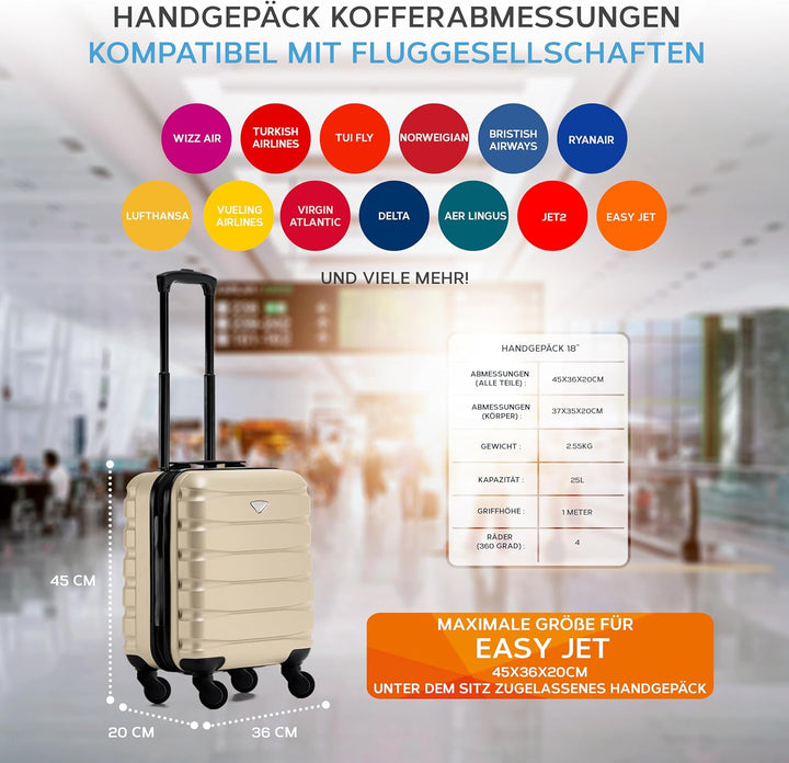 Flight Knight Leichtes, Starres Abs-handgepack Mit 4 Radern, Zugelassen Fur Uber 100 Fluggesellschaf