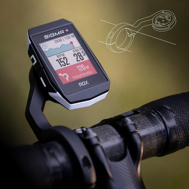 SIGMA SPORT ROX 11.1 EVO White HR Set | Fahrradcomputer kabellos GPS & Navigation inkl. Short Butler