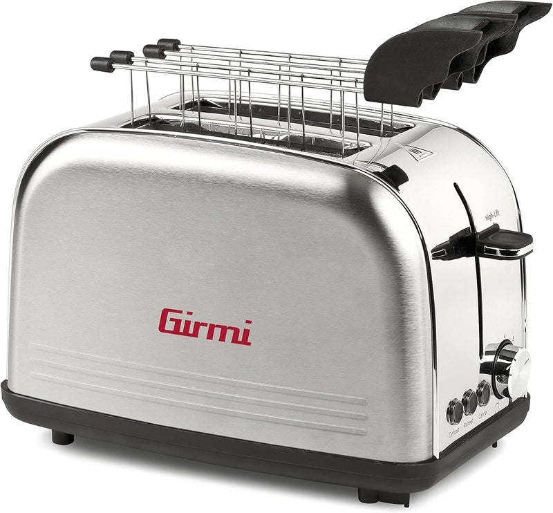 Girmi TP57 Toaster, 800 Watt, Gehäuse und Zange Edelstahl, silber