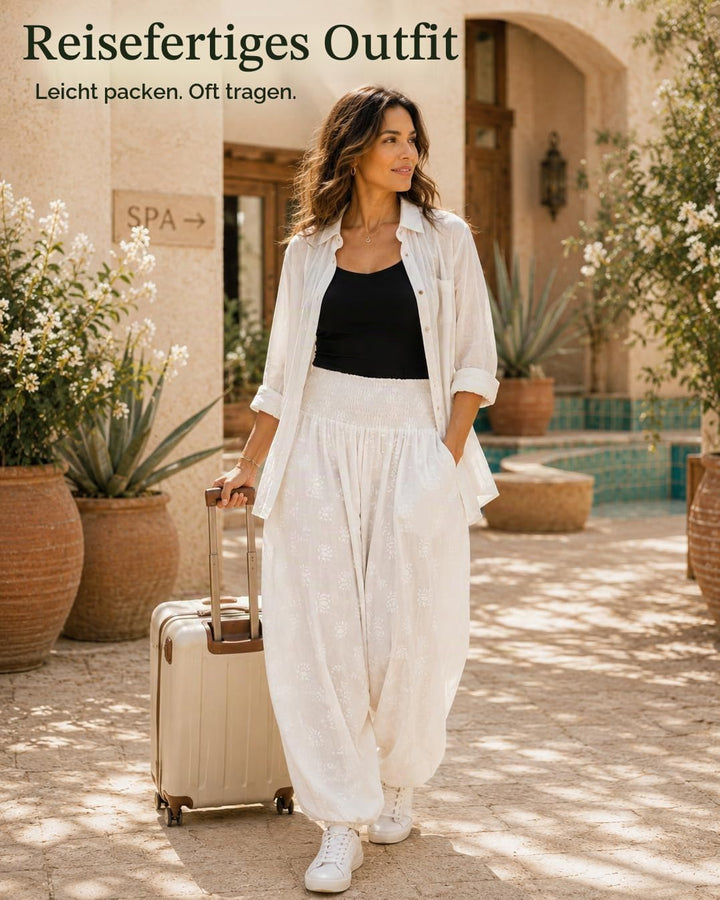 likemary Jumpsuit Damen Sommer – vielseitig tragbarer Einteiler aus Baumwolle – Haremshose mit flies
