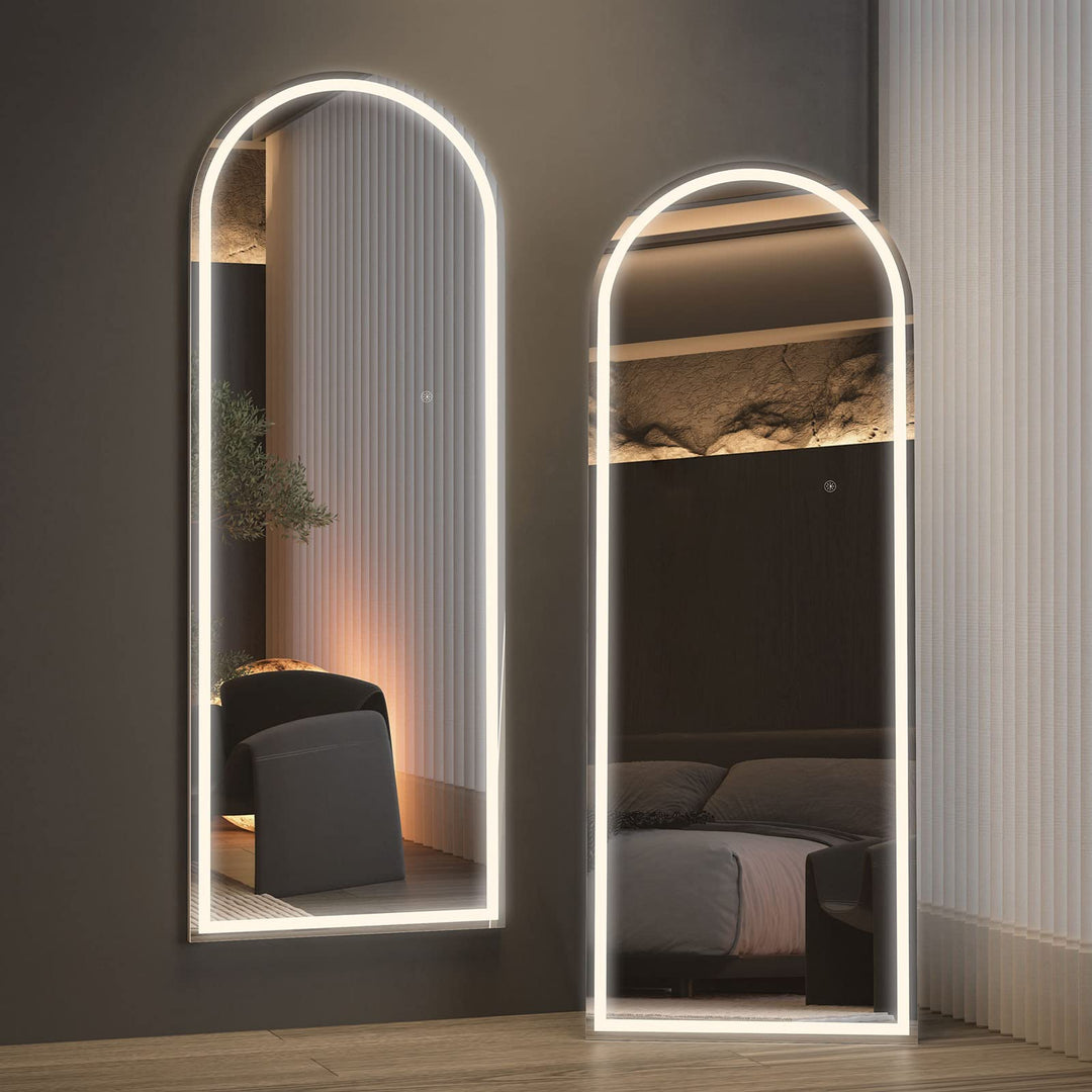 CASSILANDO 160x50 gewölbter Ganzkörperspiegel, LED Spiegel Ganzkörperspiegel mit Licht, Beleuchteter