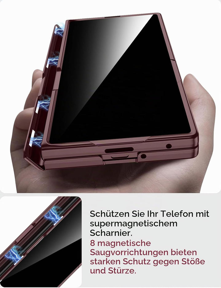 Miimall Kompatibel mit Samsung Galaxy Z Fold 7 Hülle mit Displayschutz Anti-SPY, [Magnetischer Schar