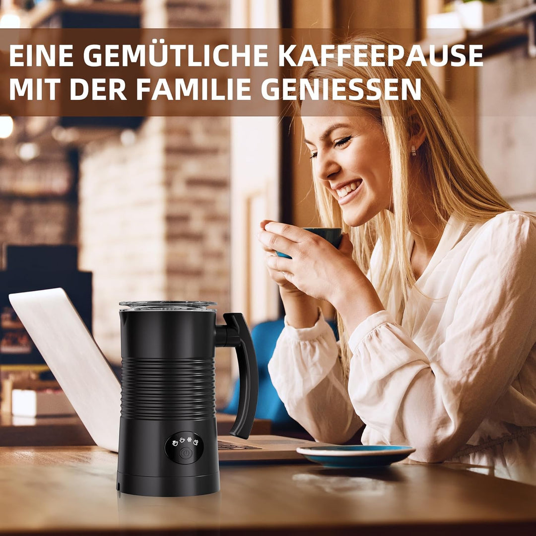 DREAMOON Elektrischer Milchaufschäumer, 350 ml Warmer und Kalter Milchschaum, Milchschäumer mit Anti