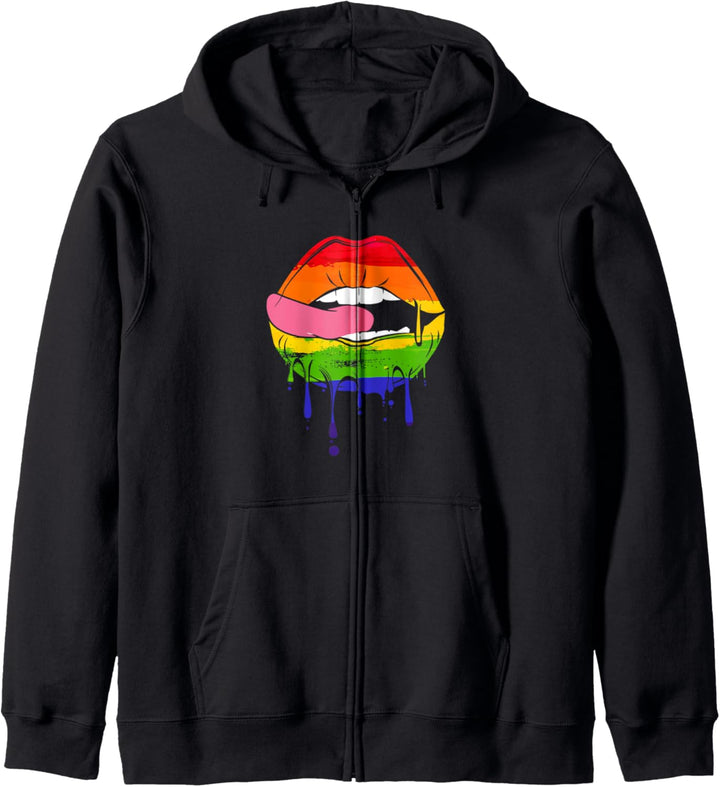 Regenbogen Lippen LGBTQ Monat Akzeptanz Unterstützer Stolz Kapuzenjacke
