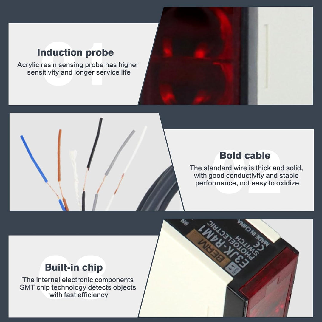 DEWIN Reflexions Lichtschranke, Reflexlichtschranke Photoelektrischer Induktionsschalter E3JK-R4M1 S
