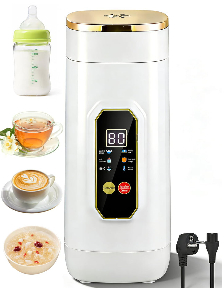Reisewasserkocher Klein, 450ml Tragbarer Wasserkocher mit 6 Präzise Temperaturregelung Leise Baby-fr