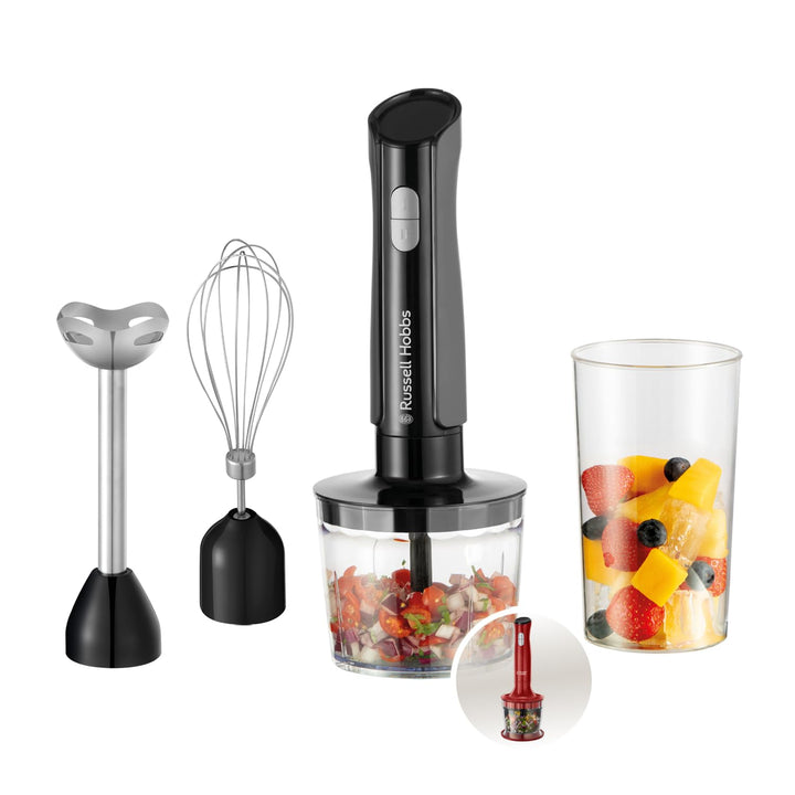 Russell Hobbs Stabmixer [3in1 Handmixer] elektrischer Zerkleinerer (Küchenmaschine mit 3 Aufsätzen f
