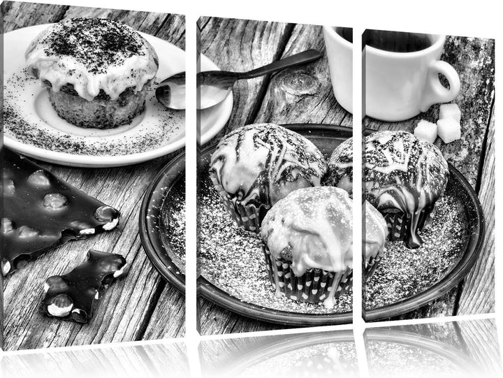 Pixxprint Köstliche Cupcakes als Leinwandbild/Grösse: 3 Teilig (120x80) cm/Wandbild/Kunstdruck/ferti