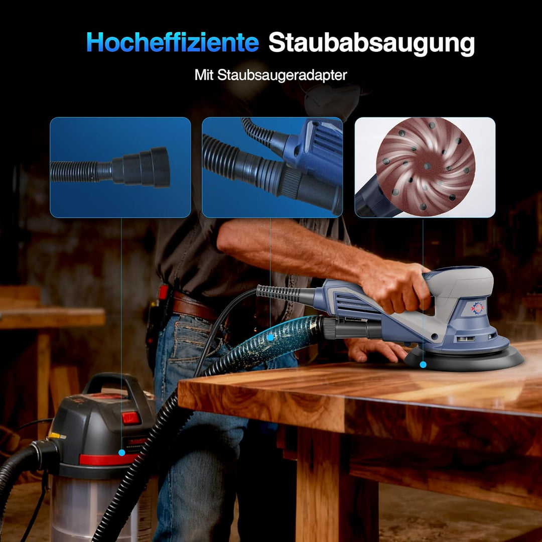 Bürstenloser Exzenterschleifer mit 150/125 mm Schleifteller, 5,0 mm 350 W Exenterschleifmaschine mit