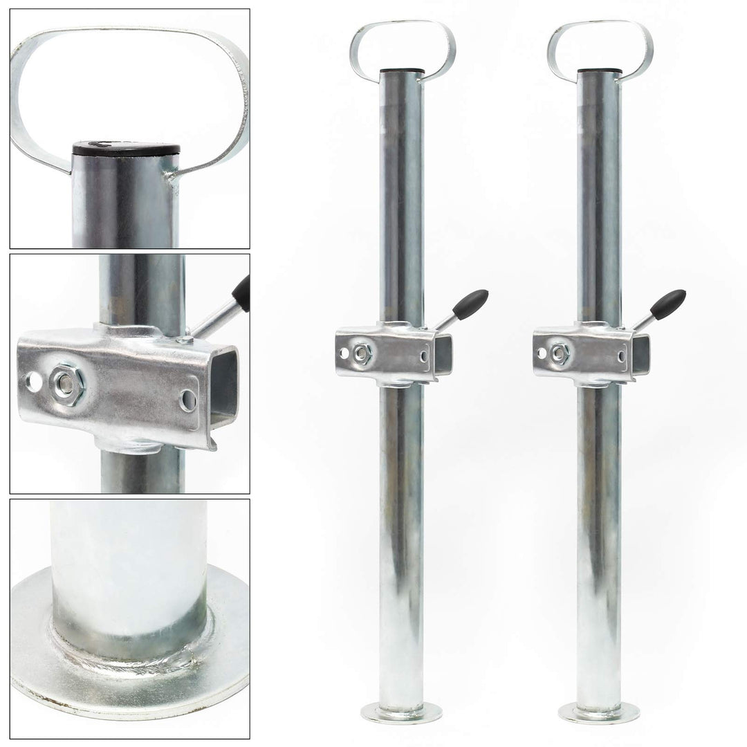 Wiltec Stützen für Anhänger 700 mm x ø 49 mm 2 Stück Anhängerstützen mit Klemmschellen Abstellstütze