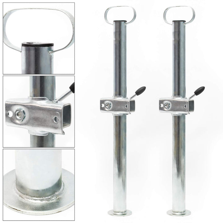 Wiltec Stützen für Anhänger 700 mm x ø 49 mm 2 Stück Anhängerstützen mit Klemmschellen Abstellstütze