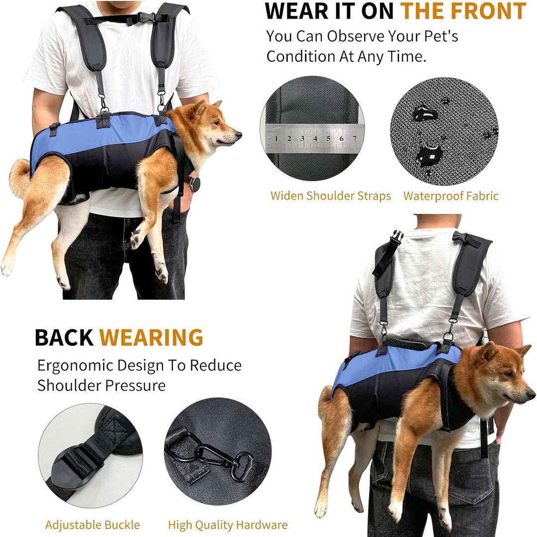 PETCUTE Hunde-Tragegeschirr,Hundegeschirr-Rucksack für grosse Hundes,Ganzkörpergeschirr mit Griff,Ve