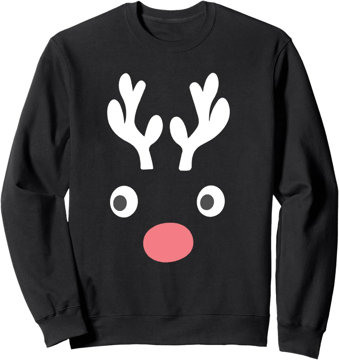 Familie Partnerlook Reindeer Face Weihnachtsoutfit Rentier Sweatshirt
