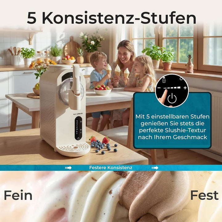 KLAMER Softeismaschine, Eismaschine & Slush Maschine mit 7 Programmen: Softeis, Slushie, Frappé uvm,