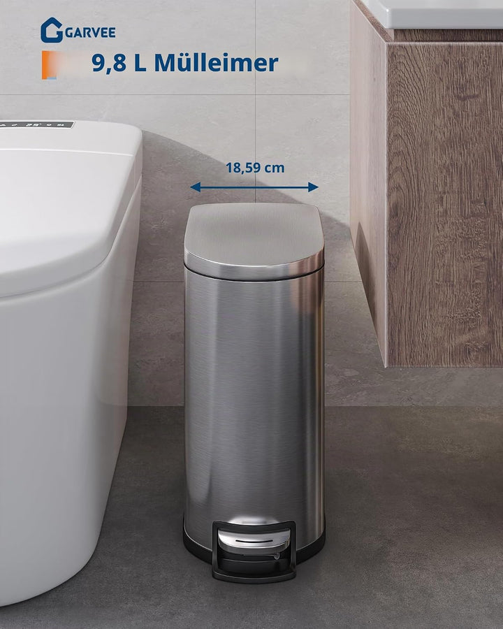 GarveeHome 50 Liter- und 10 Liter-Metallmülleimer-Set, rostfreier Küchen Mülleimer mit Deckel, pedal