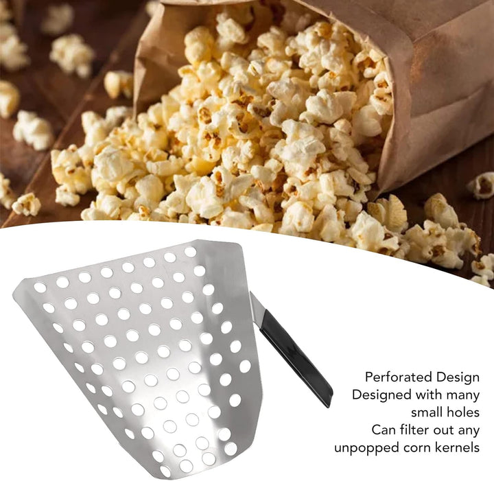 Edelstahl-Popcorn-Schaufel, Einhand-Pommes-Schaufel mit Löchern, Kernel-Siebgeschwindigkeitsschaufel