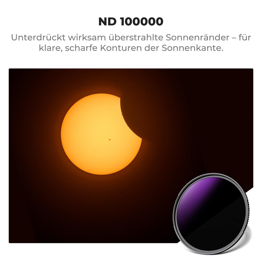 K&amp;F CONCEPT ND100000 Sonnenfinsternis Handyfilter 58mm mit Universalclip | ISO 12312-2 zertifiziert