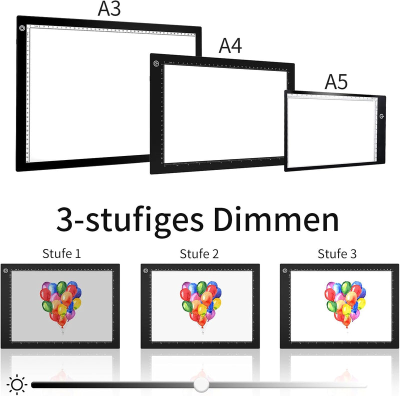 A4 LED Leuchttisch,Magnetisch Led Licht Pad Ultra-dünne Leuchtplatte Zeichnen,Type-C Schnittstelle L