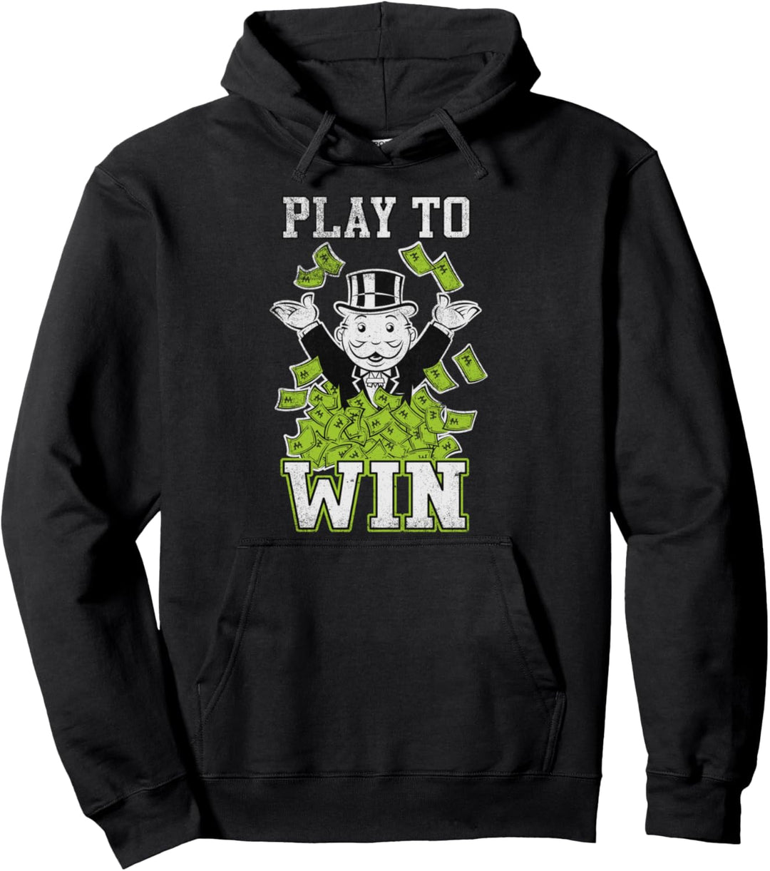 Monopoly Mr. Monopoly Play To Win Rich Distressed Logo Pullover Hoodie