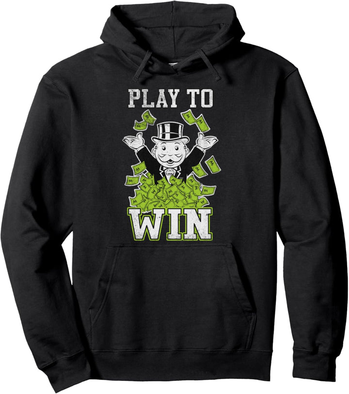 Monopoly Mr. Monopoly Play To Win Rich Distressed Logo Pullover Hoodie