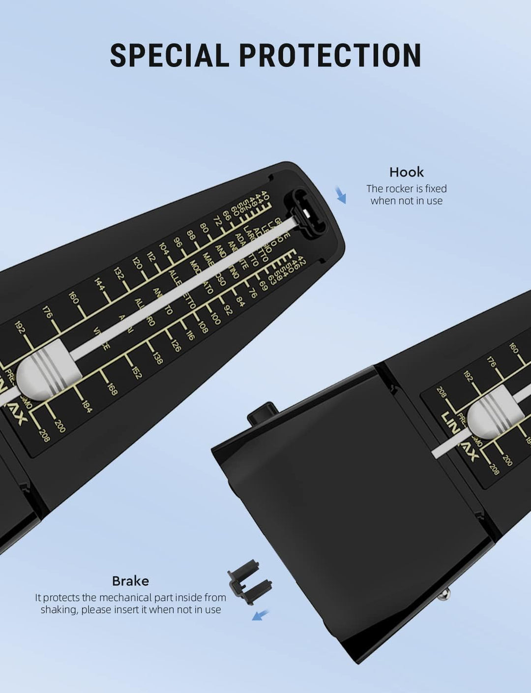Linrax M1 Mechanisches Metronom für Klavier Violine Gitarre Bass Ukulele Schlagzeug Saxophon Banjo M