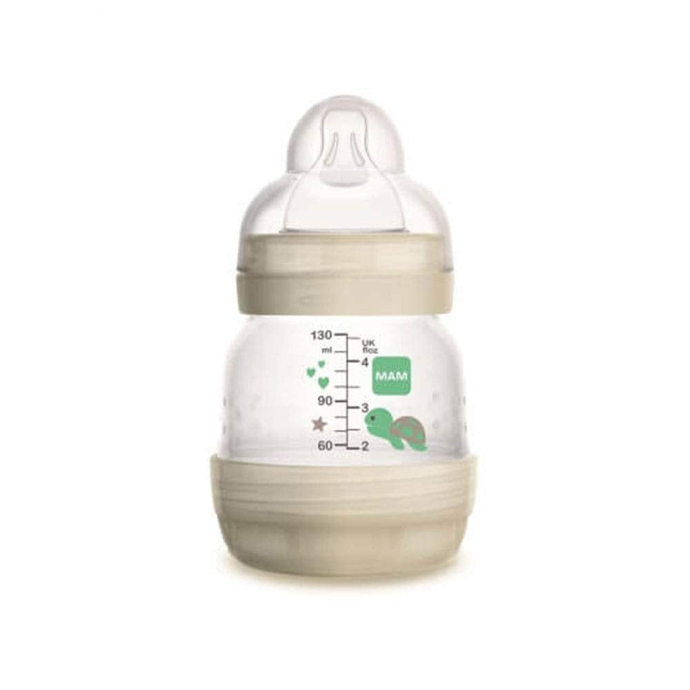 MAM - Easy Start Anti-Colic Flasche 0+ Monate (130 ml), Leinen – Flasche mit Silikonsauger, Durchflu
