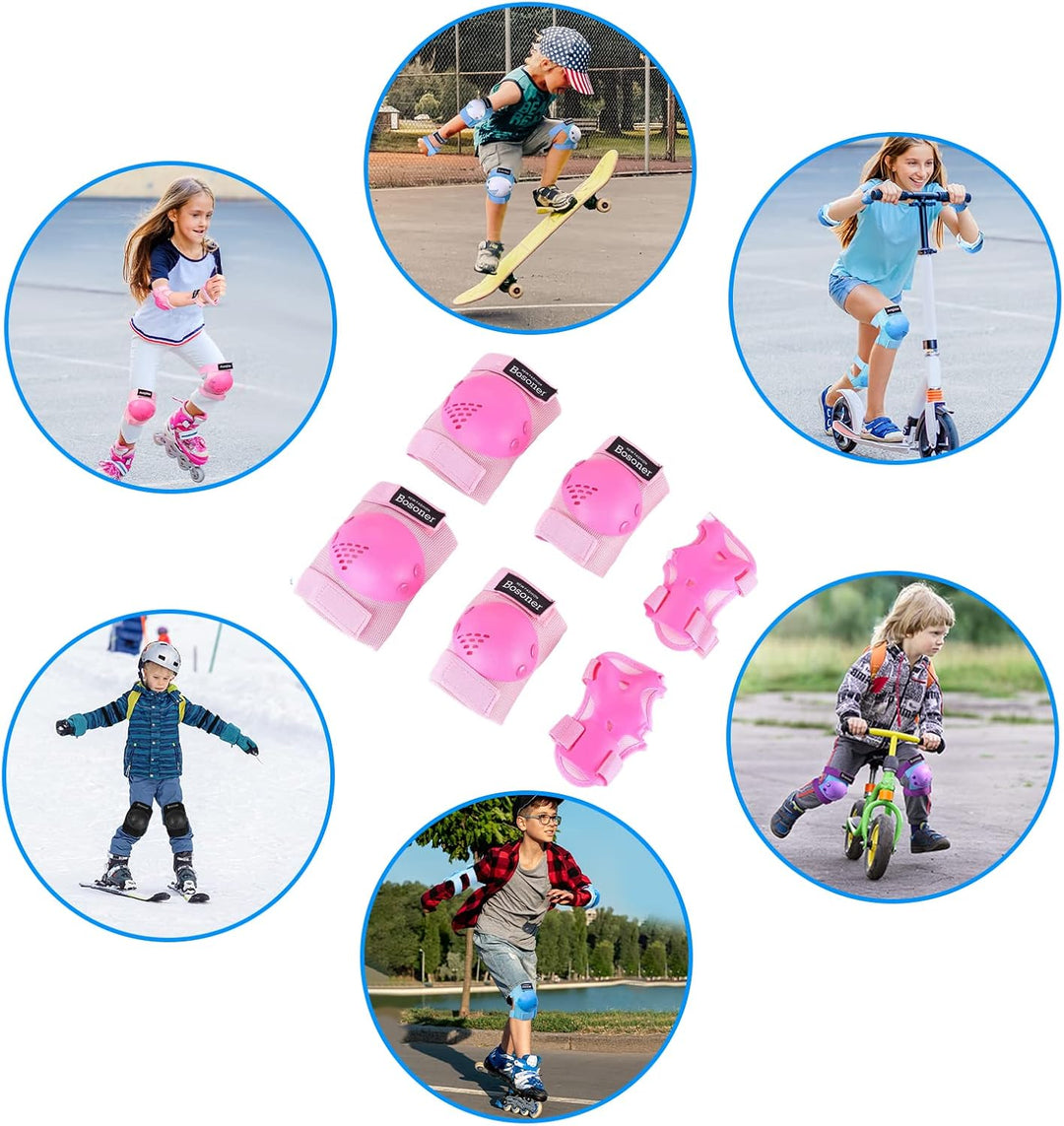 BOSONER Knieschoner Kinder Schoner Inliner Protektoren 6er Set Schützer Inliner Inline Skates Knie U