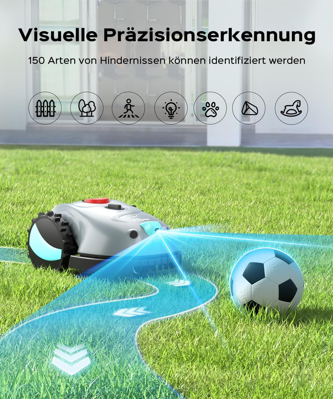 V100 Mähroboter ohne Begrenzungskabel, mit Vision Navigation, 150 Hinderniserkennung, Rasenroboter b