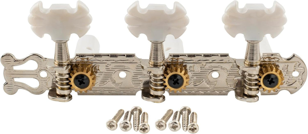 Musiclily Pro 3 auf einer Platte Lyra Style Mechaniken Set für Konzertgitarre,Nickel Schmetterlingsk