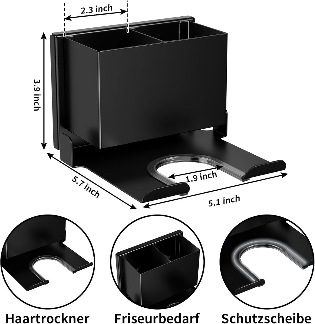 Fönhalter Ohne Bohren - Metall Wandhalterung für Dyson Airwrap & Föhn, Stabile Badzubehör Aufbewahru