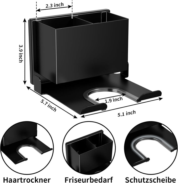 Fönhalter Ohne Bohren - Metall Wandhalterung für Dyson Airwrap & Föhn, Stabile Badzubehör Aufbewahru
