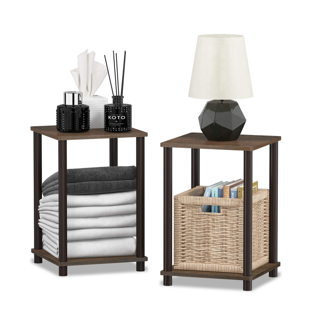 Furinno Haydn Beistelltisch, Holz, Walnuss/Braun, Holz, 34.04 x 34.04 x 50.8 cm Walnuss/Braun 2er Se