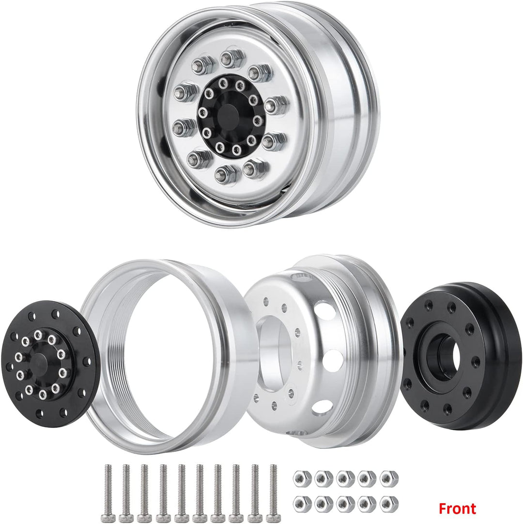 AXspeed Metall Vorderradfelgen Hinterradfelgen Set 1/14. Traktoranhänger 2 Stück Vorderradnaben & 4