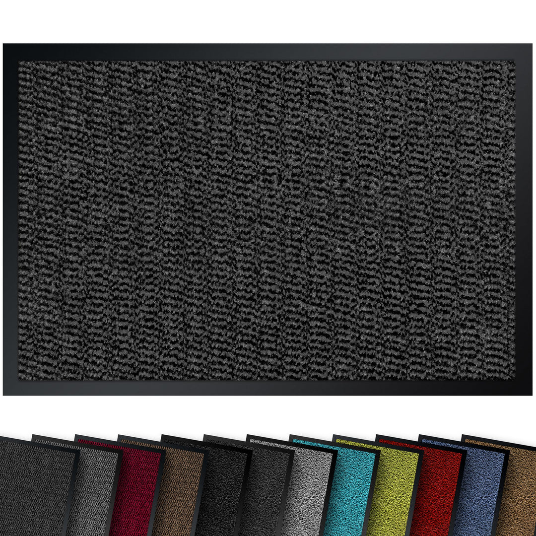 Hochwertige Fussmatte Grau-Schwarz 90x120 gross für Innen &amp; Aussen - Schmutzfangmatte rutschfest, wa